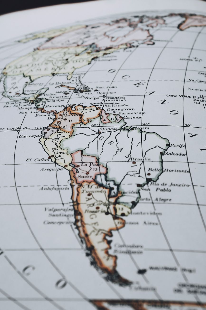 vintage map of south america featuring venezuela